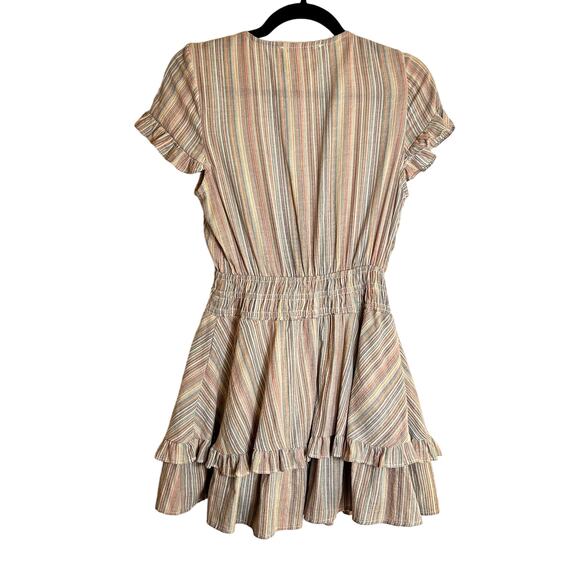 Saints + Secrets Anthea tie Front Layered Frill linen Dress Size S - Picture 3 of 9